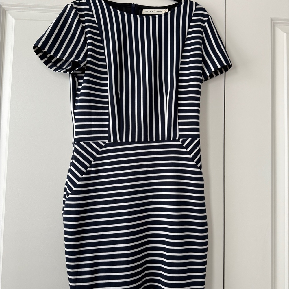 Chic Navy and White Striped Mini Dress